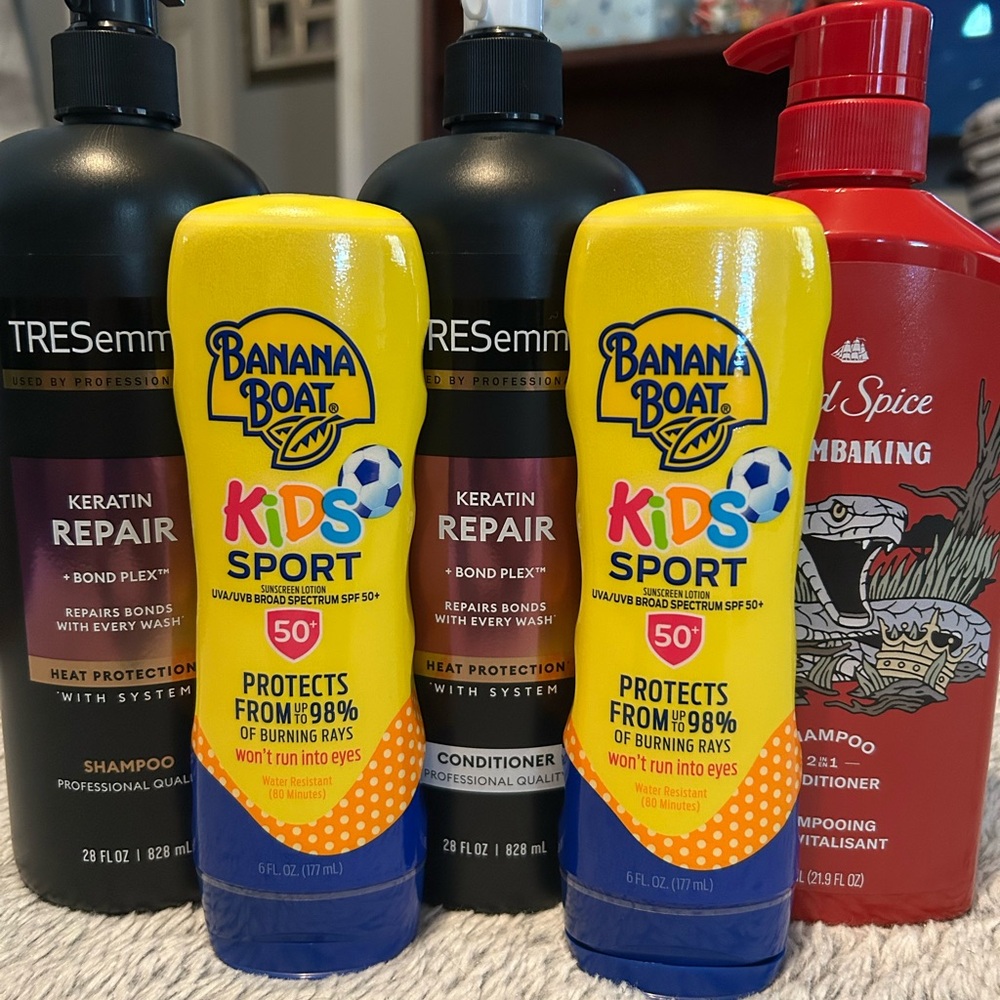 Banana Boat Kids Sport SPF 50+ Sunscreen Tresemme Old spice bundle All new